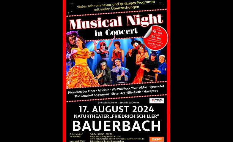 Musical Night in Concert Naturbühne Bauerbach, Zur Naturbühne 1, 57368 Lennestadt Tickets