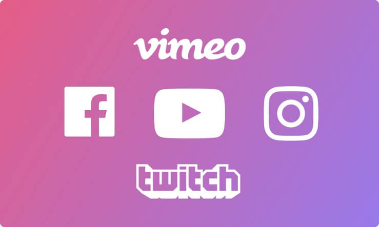 Eventfrog Live Plattformen - Vimeo, Facebook, Instagram, Twitch, YouTube