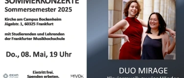Event-Image for 'DUO MIRAGE Klaviermusik für Solo und zu vier Händen, Kirche'