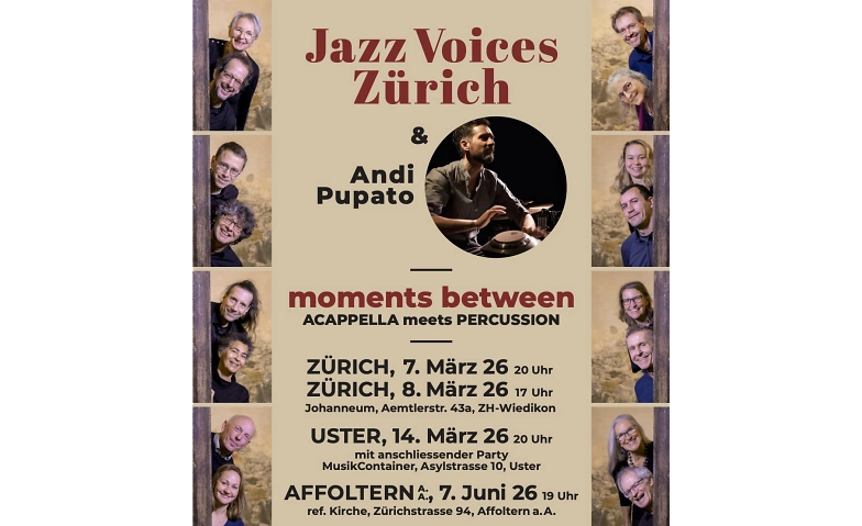 JazzVoices Z&uuml;rich &amp; Percussion. Moments Between. Tickets