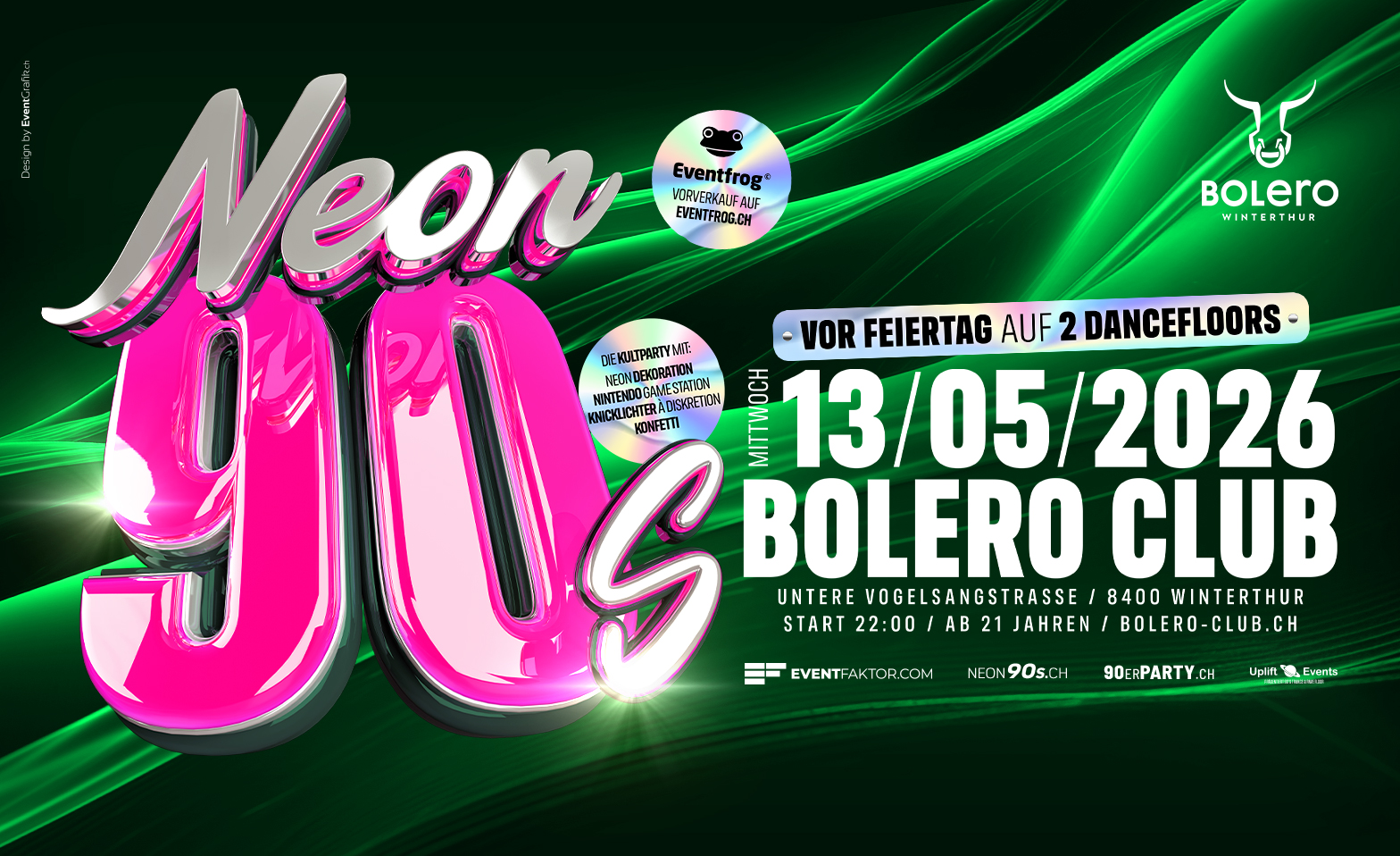 Neon 90's - vor Feiertag - Die 90er Party in Winterthur! Bolero Club & Lounge, Winterthur Tickets