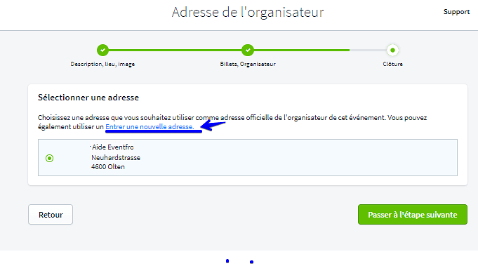 Adresse organisateur