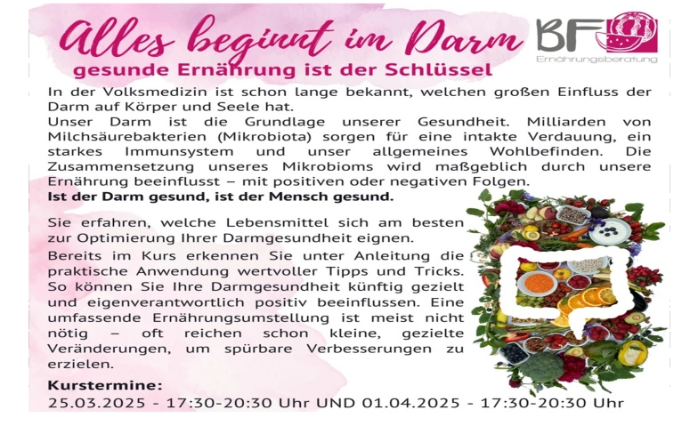 Event-Image for 'Gesundheitskurs: Alles beginnt im Darm - Gesunde Ernährung'