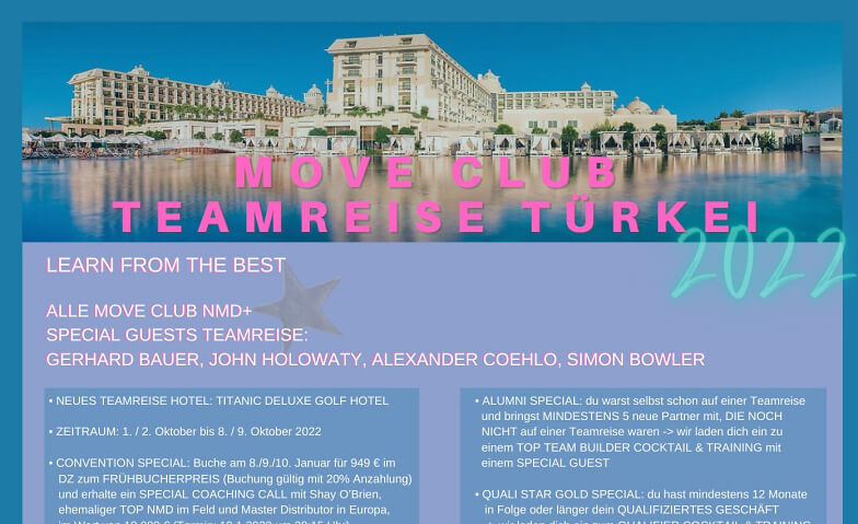 Move Club Teamreise Türkei - Online Ticket Online-Event Tickets