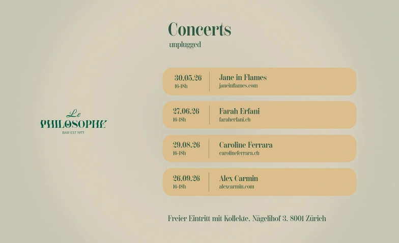 Le Philosophe Concerts unplugged Bar Le Philosophe Tickets