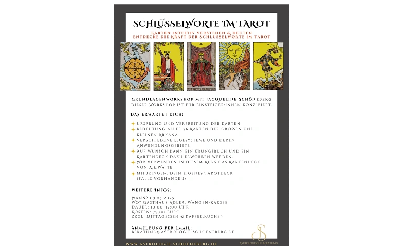 Workshop &quot;Schl&uuml;sselworte im Tarot&quot; - f&uuml;r Tarot Einsteiger Tickets