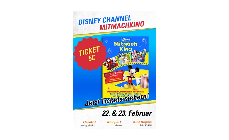 Disney Channel Mitmachkino ${singleEventLocation} Billets