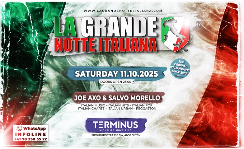 La Grande Notte Italiana Terminus Club, Froburgstrasse 7, 4600 Olten Billets