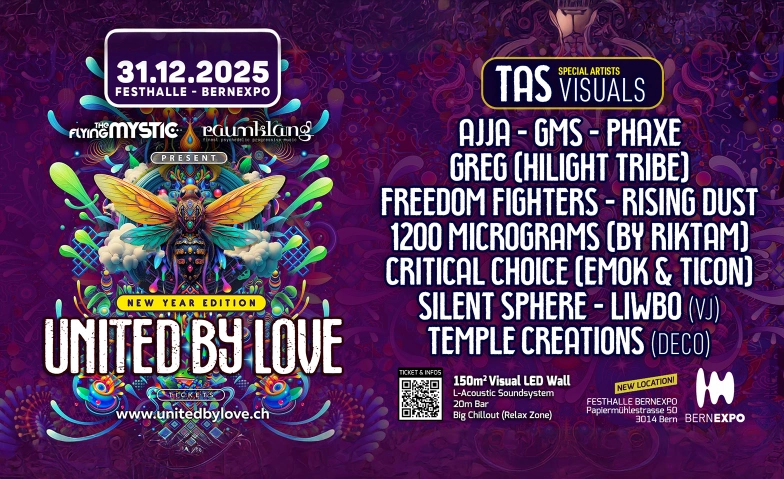 United by Love NYE2025 BERNEXPO Festhalle, Papiermühlestrasse 50, 3014 Bern Tickets