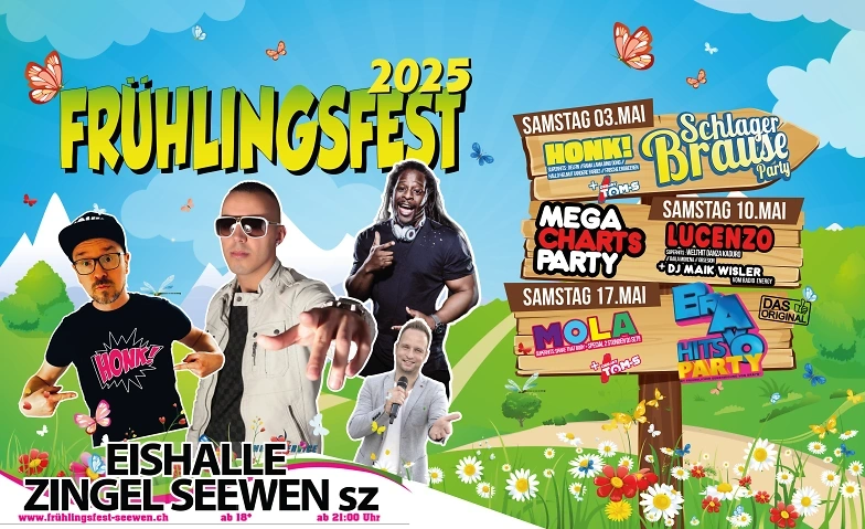 Frühlingsfest Seewen 2025 "Mega Charts Party" mit LUCENZO Eishalle Zingel, Seemattliweg, 6423 Seewen Tickets