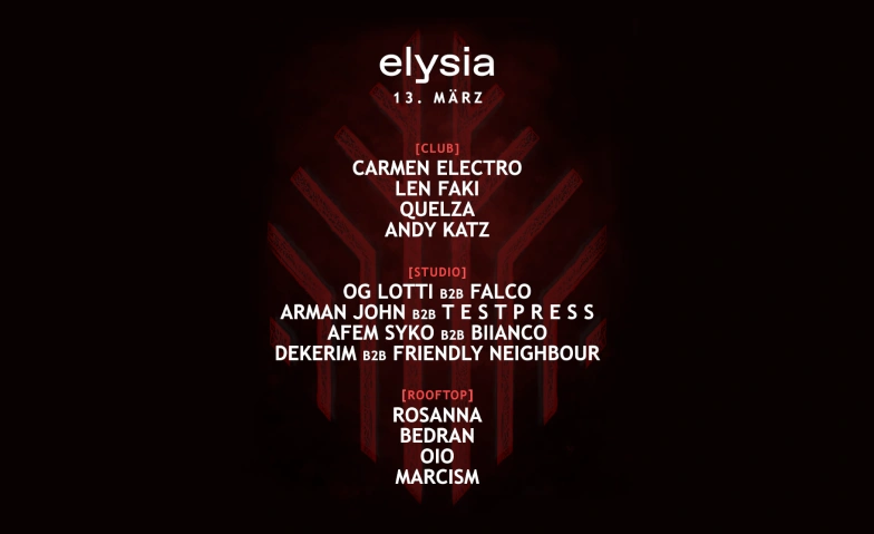Elysia Freitag 13. M&auml;rz 2026 Elysia, Frankurt Strasse 36, 4142 M&uuml;nchenstein Billets