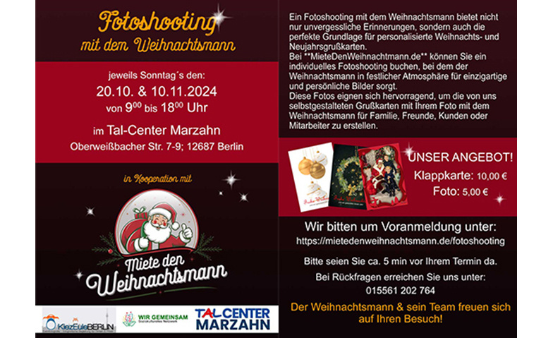 Weihnachtszauber&ndash; Fotoshooting mit dem Weihnachtsmann ${singleEventLocation} Tickets