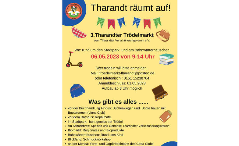Tharandt räumt auf - 3. Trödel-und Kindersachenflohmark Stadtpark Tharandt, Pienner Straße 1, 01737 Tharandt Tickets
