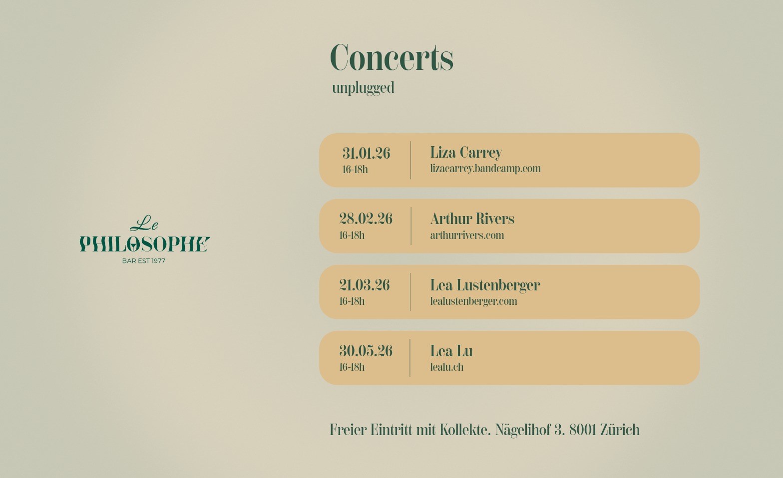 Le Philosophe Concerts unplugged Tickets