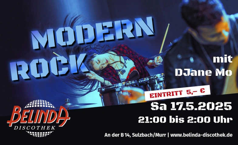 Modern Rock mit DJane Mo Belinda Discothek, Backnanger Straße 78, 71560 Sulzbach an der Murr Tickets