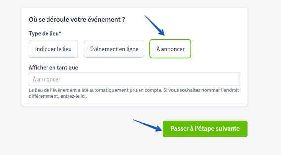 Nouvelle saisie d'événement Lieu III
