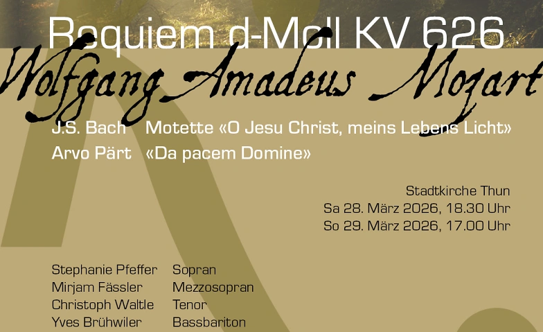 Konzerte zum Palmsonntag: W.A. Mozart Requiem d-Moll KV 626 Billets