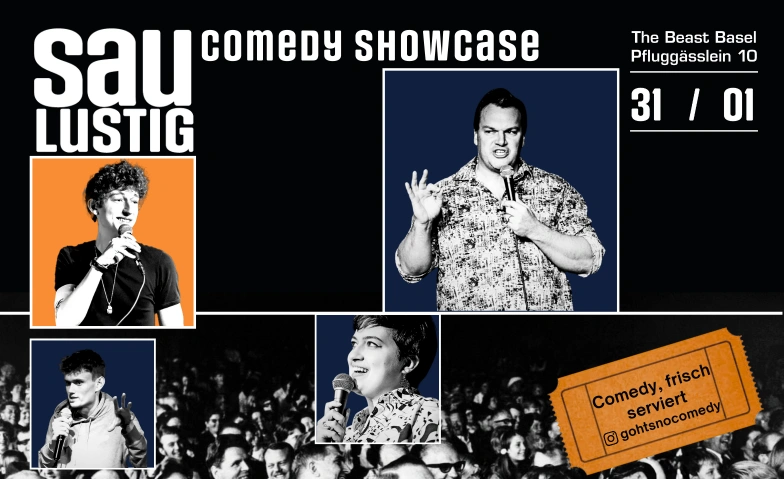 SauLustig - Comedy Showcase The Beast Basel Comedy Club, Pflugg&auml;sslein 10, 4001 Basel Tickets