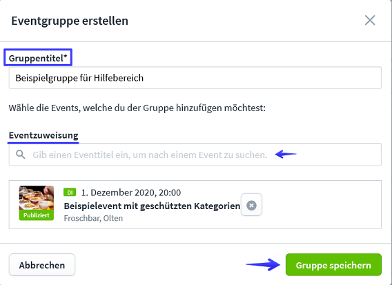 Screenshot Event Gruppe II