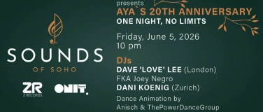 Event-Image for 'Sounds of SOHO presents Aya's 20th Anniversary'