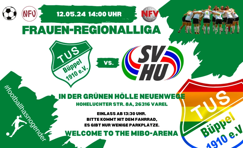 Regionalliga der Frauen: TuS Büppel - SV Henstedt-Ulzburg Hoheluchter Str. 8A, Hoheluchter Straße 8A, 26316 Varel Tickets