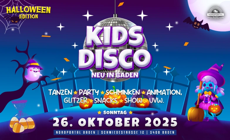 Kids Party Baden - Halloween Edition Nordportal Eventhalle, Schmiedestrasse 12, 5400 Baden Billets