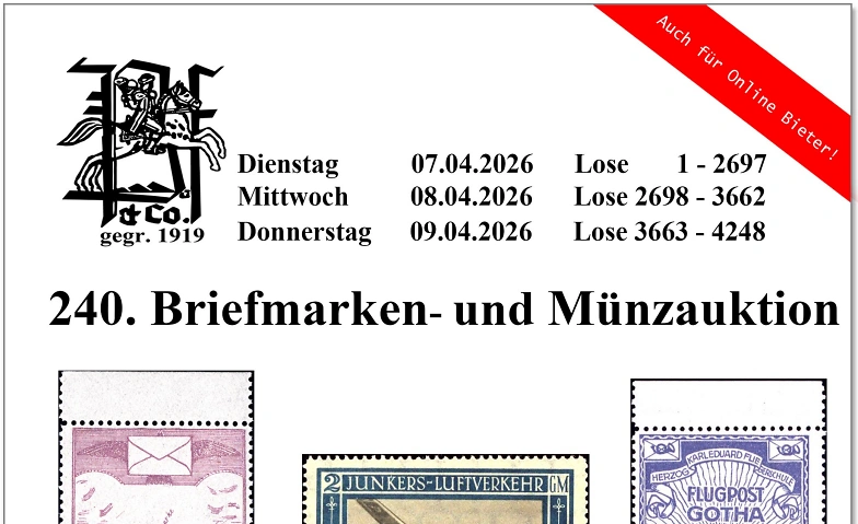 Event-Image for '240. Karl Pfankuch Auktion f&uuml;r M&uuml;nzen und Briefmarken'