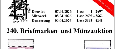 Event-Image for '240. Karl Pfankuch Auktion f&uuml;r M&uuml;nzen und Briefmarken'