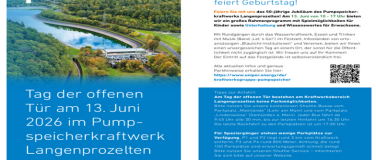 Event-Image for 'Tag der offenen T&uuml;r: 50-Jahre Pumpspeicherkraftwerk Langenpr'