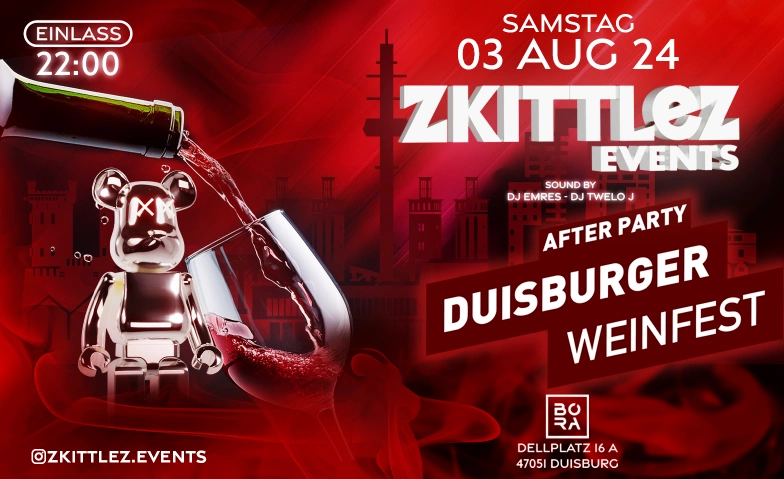 Zkittlez Events 03.08.2024 Bora Duisburg Bora Duisburg Dellplatz, Dellplatz 16A, 47051 Duisburg Billets